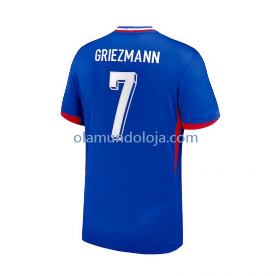 Camisola França Antoine Griezmann 7 Homem Equipamento Primeiro Euro 2024 Manga Curta